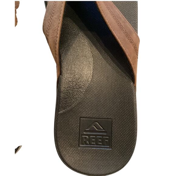 Brand New REEF Brown Leather Flip Flop Men's Sandals SZ 10 - Picture 3 of 5